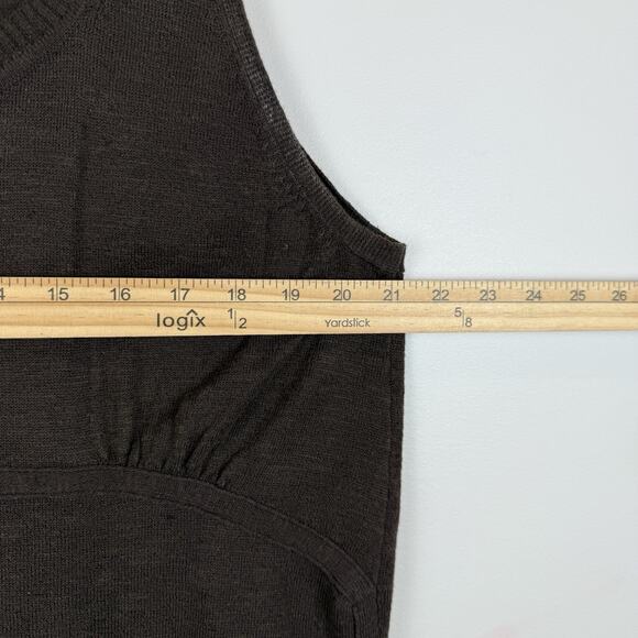 Y2K Old Navy Babydoll Tank Top XXL Brown Linen Blend Knit Coastal Boho Festival - Picture 6 of 7